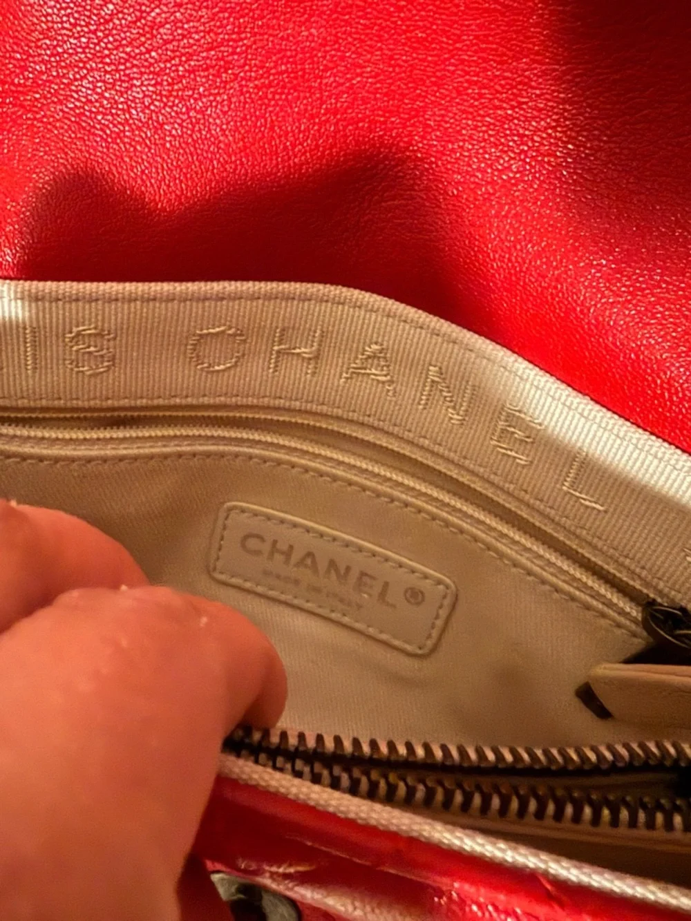 CHANEL CC MINI Lambskin Quilted Red Leather Shoulder Bag with Gunmetal Chain